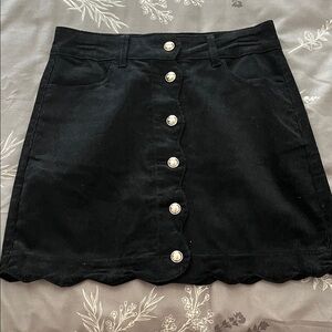 Black Button-Up Corduroy Skirt